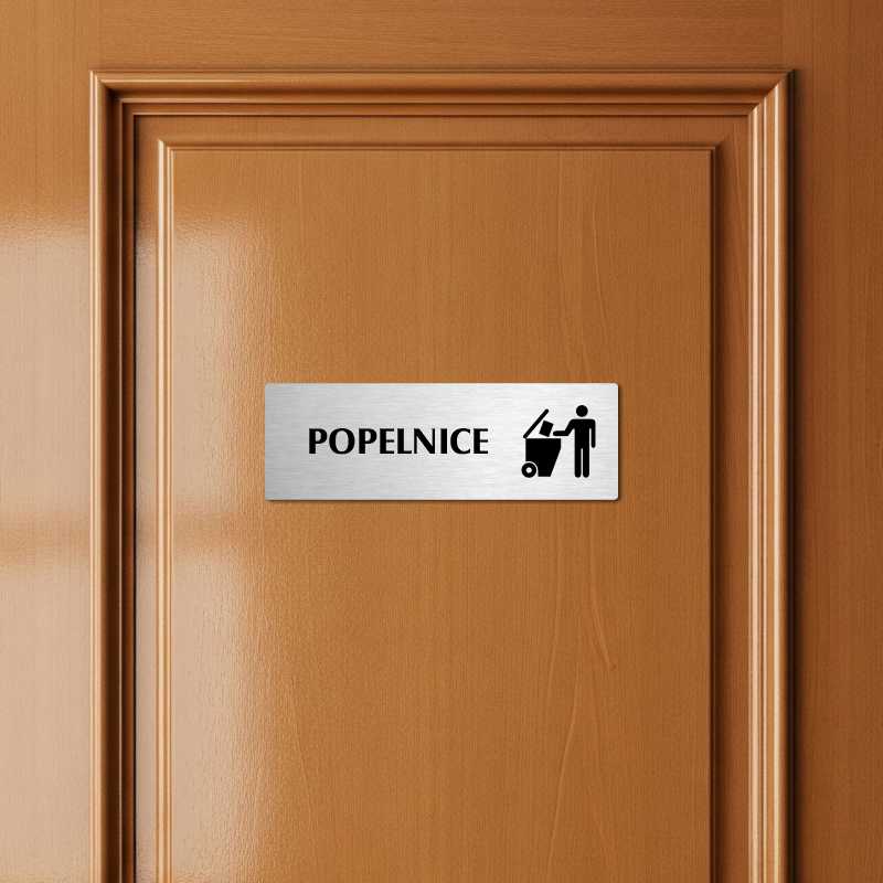 Popelnice, 200x66mm, stříbrná popiska s dvojtým rámečkem